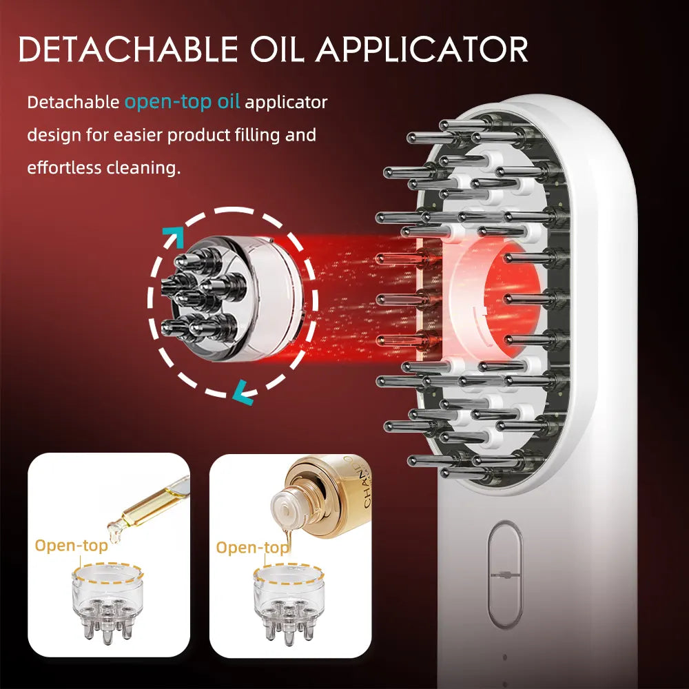 Detachable oil applicator with open-top design on a dark background
