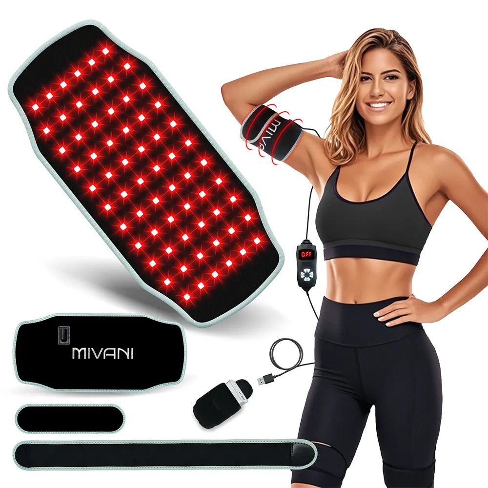 MIVANI therapy mini pad with a woman in workout attire on a white background