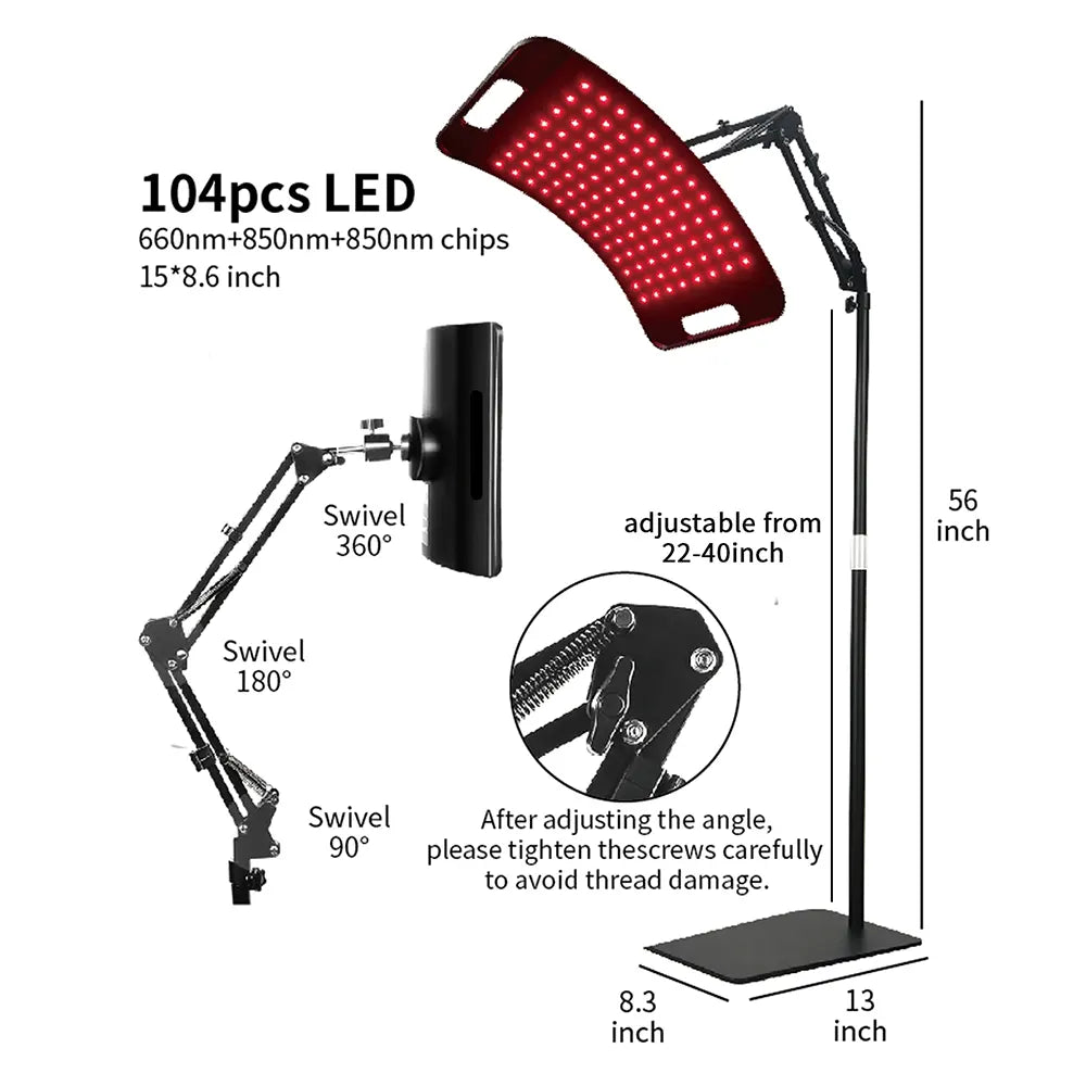 Details for a red and infrared light therapy lamp