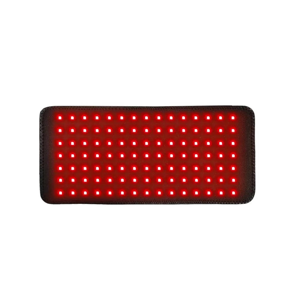 Rectangular LED therapy pad with red infrared lights on a white background
