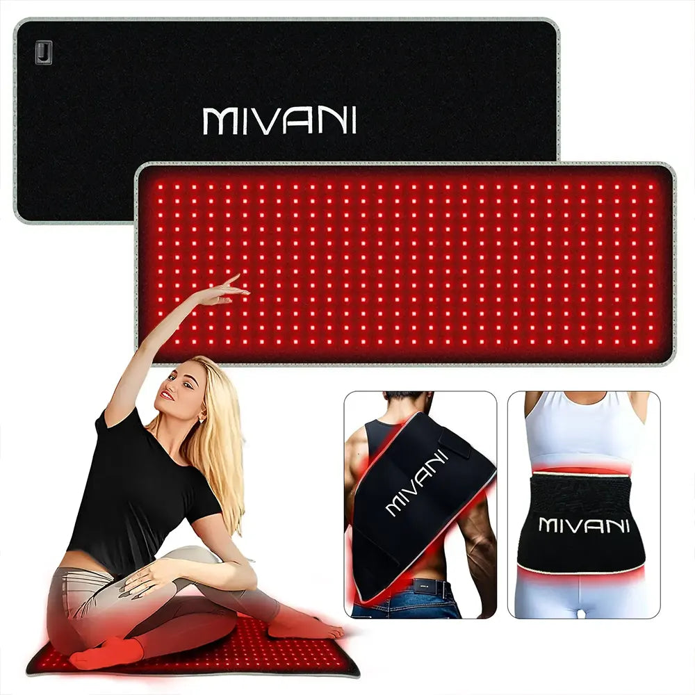 MIVANI LED therapy belt plus with red light, shown on a white background.