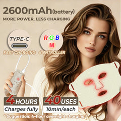 MIVANI Red Light Therapy Mask for Face, LED Face Mask 7 Colors 8 Modes with 850nm NIR, 368 LEDs Red & Blue LED Light Therapy for Wrinkles Acne at Home Skincare, 2600mAh Rechargeable Remote