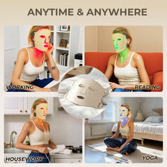 MIVANI Red Light Therapy Mask for Face, LED Face Mask 7 Colors 8 Modes with 850nm NIR, 368 LEDs Red & Blue LED Light Therapy for Wrinkles Acne at Home Skincare, 2600mAh Rechargeable Remote
