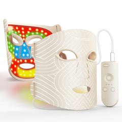 MIVANI Red Light Therapy Mask for Face, LED Face Mask 7 Colors 8 Modes with 850nm NIR, 368 LEDs Red & Blue LED Light Therapy for Wrinkles Acne at Home Skincare, 2600mAh Rechargeable Remote