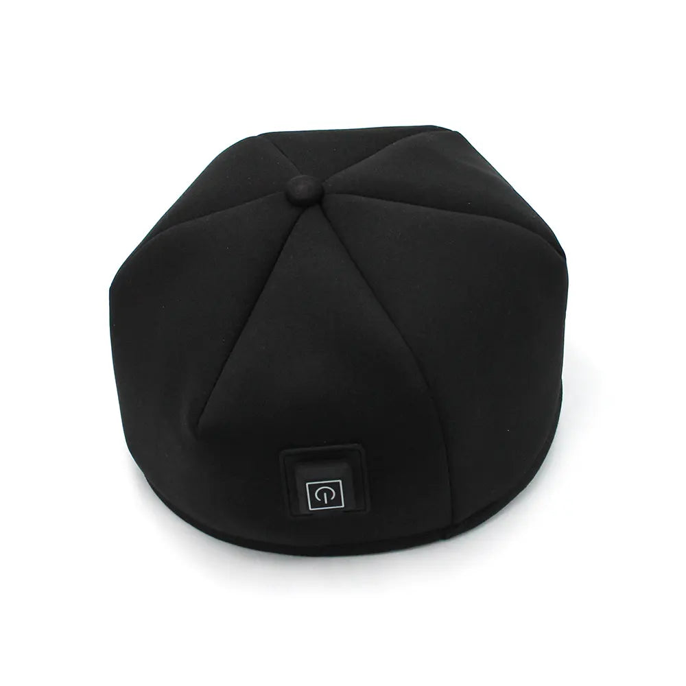 Black style red and infrared light therapy hat on a white background